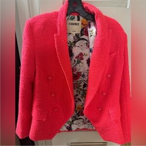 L'AGENCE Women's Vibrant Pink Textured Blazer
